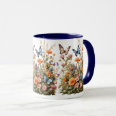 Wildflower Vlinders Waterverf Tuinbloemen Mok (Voorkant rechts)