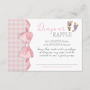 Wildflower Voetafdrukken Baby shower Luier Raffle Informatiekaartje