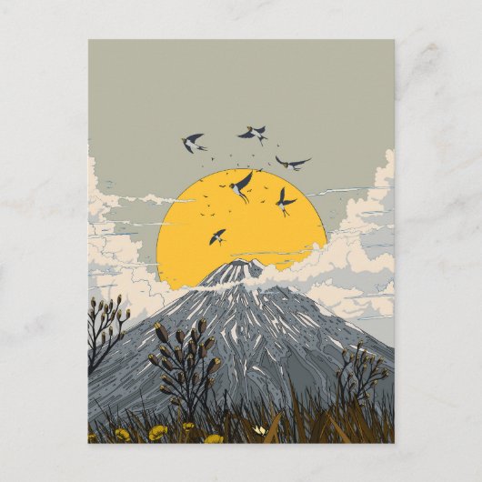 Wildflower Volcano Mountain Briefkaart (Voorkant)