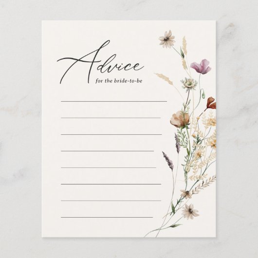 Wildflower Vrijgezellenfeest Advies Kaart (Voorkant)