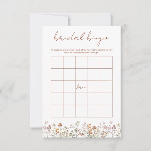 Wildflower Vrijgezellenfeest Bingo Boho Tuinspel Kaart (Voorkant)