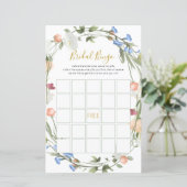 Wildflower Vrijgezellenfeest Bingo spel (Staand voorkant)