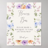 Wildflower Vrijgezellenfeest Bloem Bar Teken Poster (Voorkant)