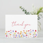 Wildflower Vrijgezellenfeest bloementuin Dank u Bedankkaart (Staand voorkant)