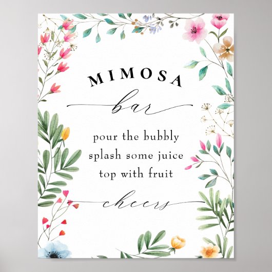 Wildflower Vrijgezellenfeest Bruiloft Mimosa Bar T Poster (Voorkant)