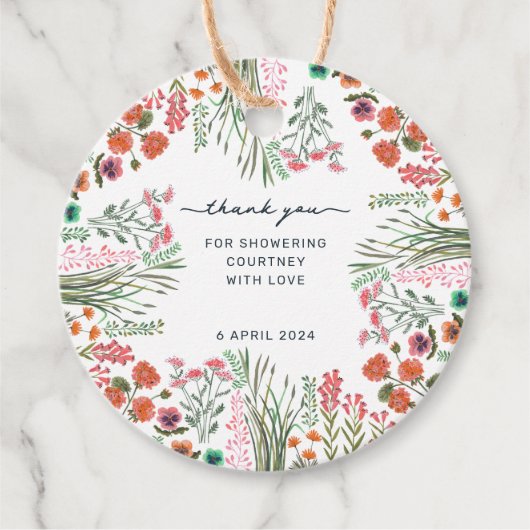 Wildflower Vrijgezellenfeest Dank u Bedankjes Labels (Voorkant)