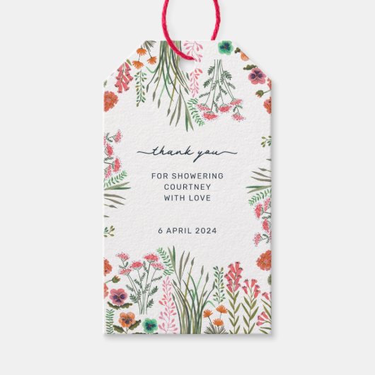 Wildflower Vrijgezellenfeest Dank u Cadeaulabel (Voorkant)