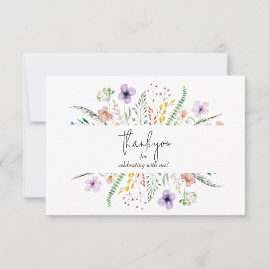 Wildflower Vrijgezellenfeest Dank u Notitiekaartje (Voorkant)