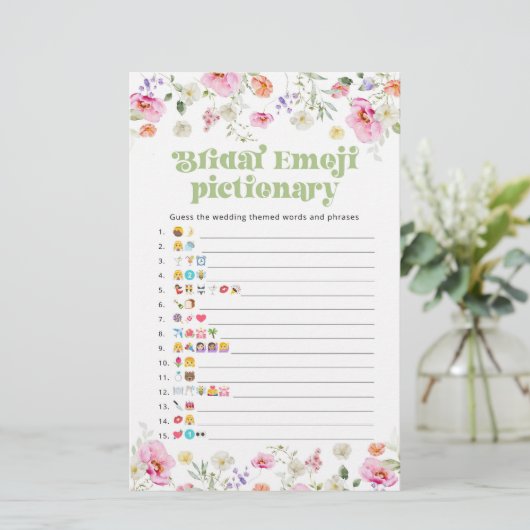 Wildflower vrijgezellenfeest emoji pictionary game (Staand voorkant)