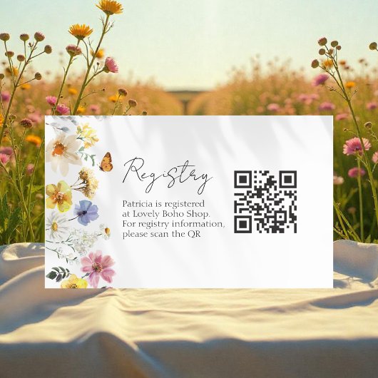 Wildflower Vrijgezellenfeest Gift Registry QR Kaar Informatiekaartje