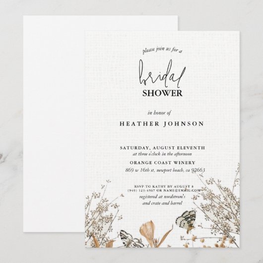 Wildflower Vrijgezellenfeest grillig elegant Kaart (Voorkant / Achterkant)