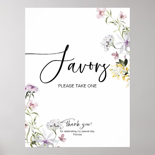 Wildflower Vrijgezellenfeest gunsten teken Poster (Voorkant)