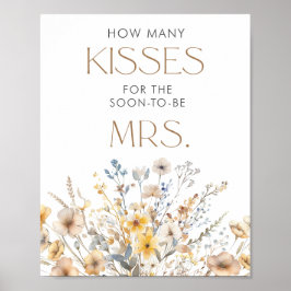 Wildflower Vrijgezellenfeest hoeveel kussen Poster