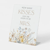 Wildflower Vrijgezellenfeest hoeveel kussen Reclamebord Met Voetstuk (Voorkant)