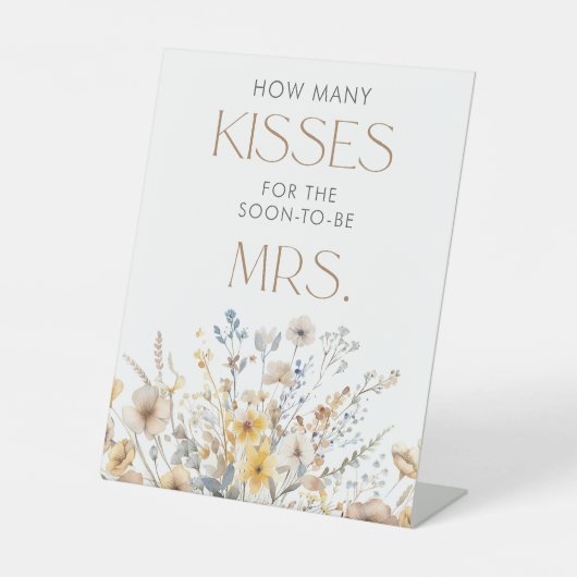 Wildflower Vrijgezellenfeest hoeveel kussen Reclamebord Met Voetstuk (Voorkant)