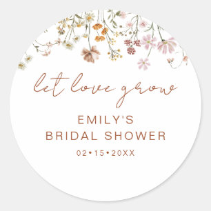 Wildflower Vrijgezellenfeest laat liefde groeien Ronde Sticker