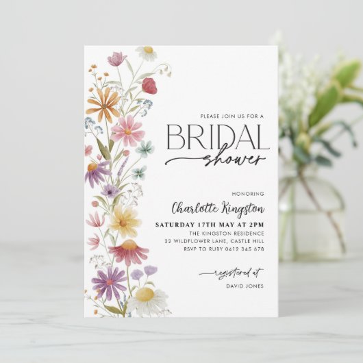 Wildflower Vrijgezellenfeest meerkleurig Bloemen Kaart (Staand voorkant)