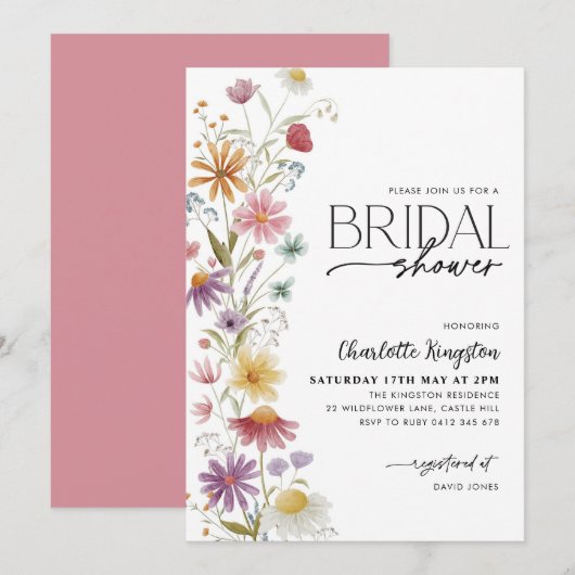 Wildflower Vrijgezellenfeest meerkleurig Bloemen Kaart (Voorkant / Achterkant)