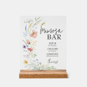 Wildflower Vrijgezellenfeest Mimosa Bar Acryl Bord (Voorkant)