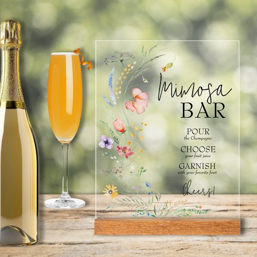 Wildflower Vrijgezellenfeest Mimosa Bar Acryl Bord