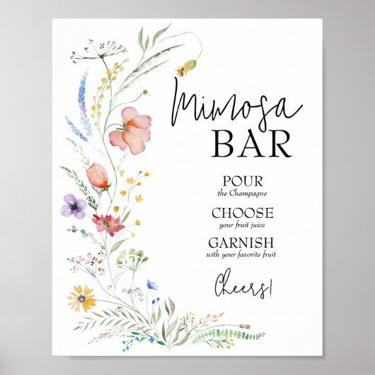 Wildflower Vrijgezellenfeest Mimosa Bar Poster (Voorkant)