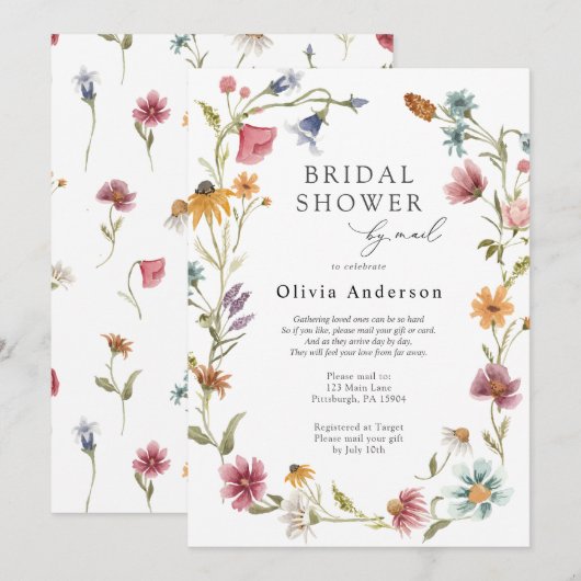 Wildflower Vrijgezellenfeest per Mail Invitation Kaart (Voorkant / Achterkant)