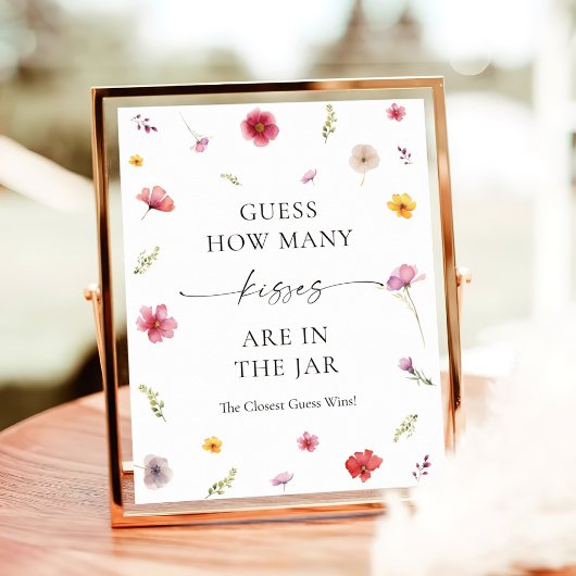 Wildflower Vrijgezellenfeest Raad eens hoeveel kus Poster