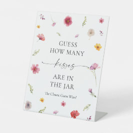 Wildflower Vrijgezellenfeest Raad eens hoeveel kus Reclamebord Met Voetstuk