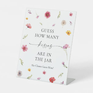 Wildflower Vrijgezellenfeest Raad eens hoeveel kus Reclamebord Met Voetstuk