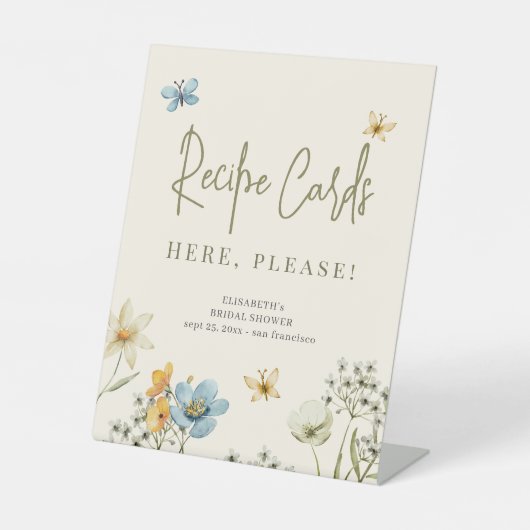 Wildflower vrijgezellenfeest receptkaart teken reclamebord met voetstuk (Voorkant)