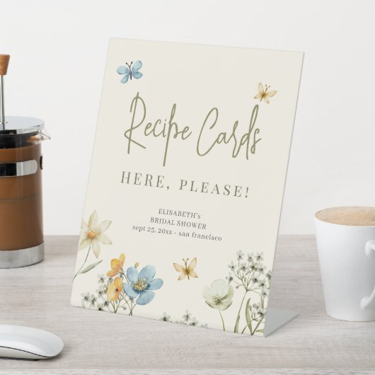 Wildflower vrijgezellenfeest receptkaart teken reclamebord met voetstuk (Insitu)