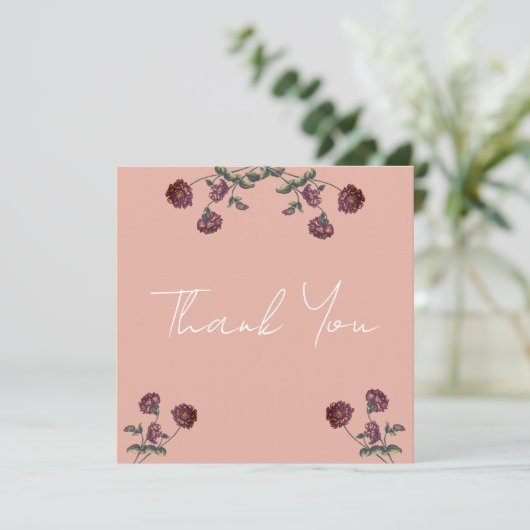 Wildflower Vrijgezellenfeest Roos Goud Bedankkaart (Staand voorkant)