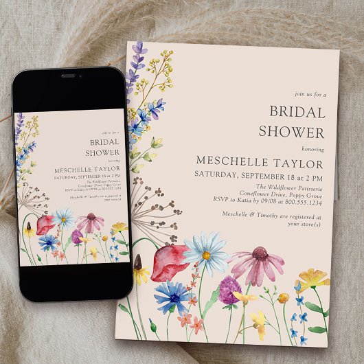 Wildflower Vrijgezellenfeest rustiek land botanisc Kaart