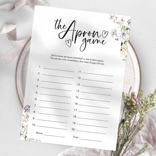 Wildflower Vrijgezellenfeest Schort Memory spel Kaart