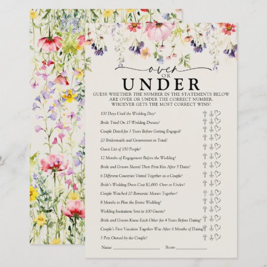 Wildflower Vrijgezellenfeest spelletjes (Voorkant / Achterkant)