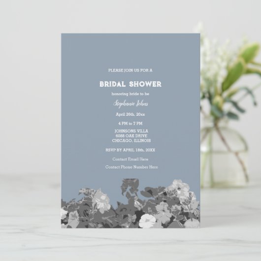 Wildflower Vrijgezellenfeest Stoffig Blauw Bloemen Kaart (Staand voorkant)