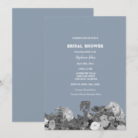 Wildflower Vrijgezellenfeest Stoffig Blauw Bloemen Kaart (Voorkant / Achterkant)