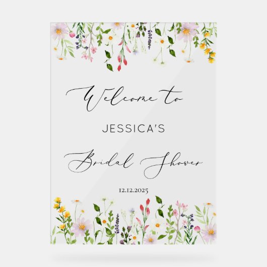 Wildflower vrijgezellenfeest Welkom Acryl Bord (Voorkant)