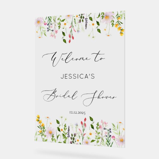 Wildflower vrijgezellenfeest Welkom Acryl Bord (Hoek)
