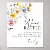 Wildflower Vrijgezellenfeest Wijn Raffle Game Sign Poster (Voorkant)