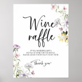 Wildflower Vrijgezellenfeest Wijn Raffle Game Sign Poster (Voorkant)