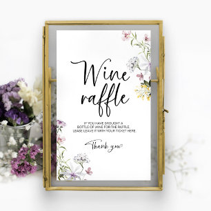 Wildflower Vrijgezellenfeest Wijn Raffle Game Sign Poster