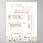 Wildflower Vrijgezellenfeest zei hij dat ze spel z Poster (Voorkant)