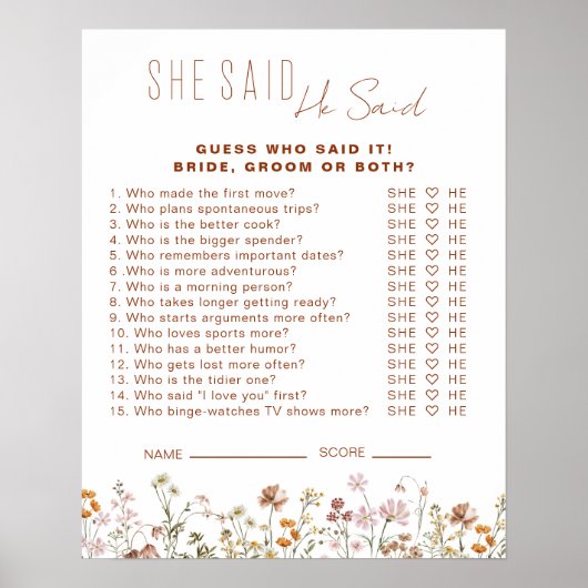 Wildflower Vrijgezellenfeest zei hij dat ze spel z Poster (Voorkant)