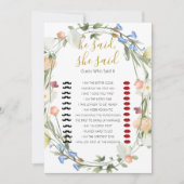 Wildflower Vrijgezellenfeest zei hij, ze zei Game Kaart (Voorkant)