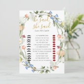 Wildflower Vrijgezellenfeest zei hij, ze zei Game Kaart (Staand voorkant)