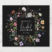 Wildflower Vrijgezellenfeest zwart Sparkling Wijnetiket (Enkel label)