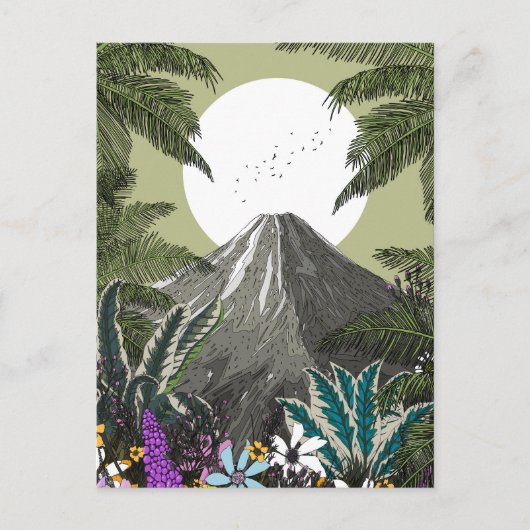 Wildflower Vulkan Berg Briefkaart (Voorkant)