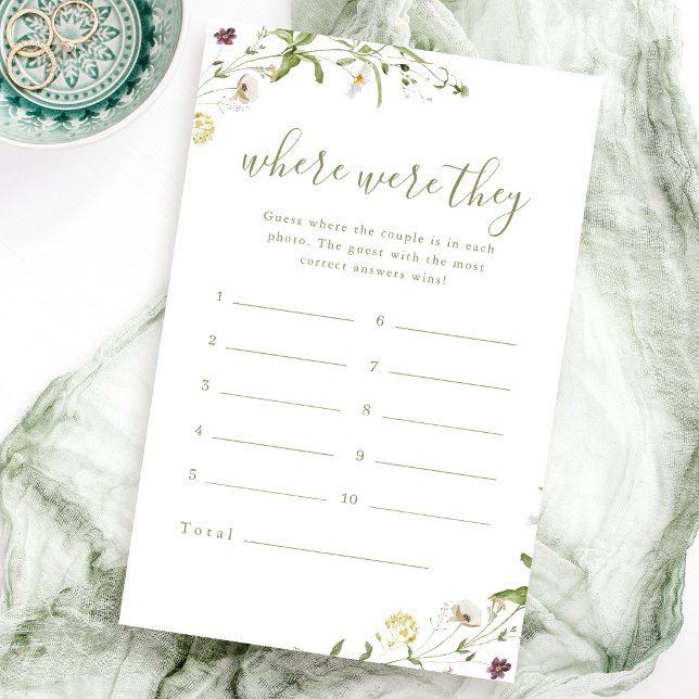 Wildflower waar waren ze bruidsbruiloft spel (Wildflower where were they bridal shower game)