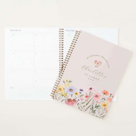 Wildflower Wanderlust Schattigee Waterverf Bloemen Planner (Display)